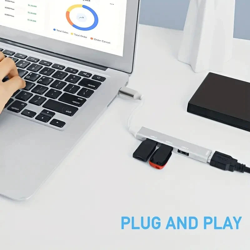 4-Port USB 3.0 Hub with High-Speed Data Transfer