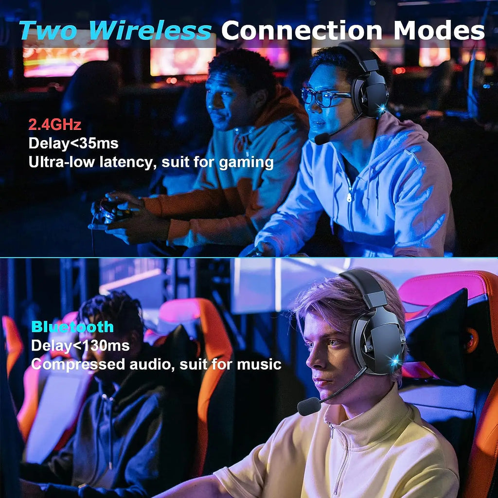 3-in-1 Gaming Headset — 2.4G Wireless, Bluetooth & Wired
