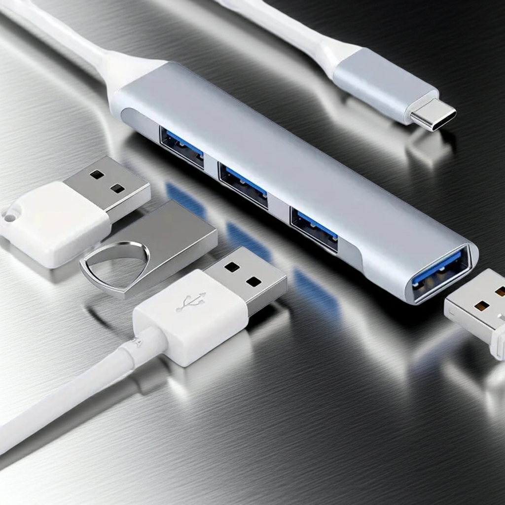 4-Port USB 3.0 Hub with High-Speed Data Transfer