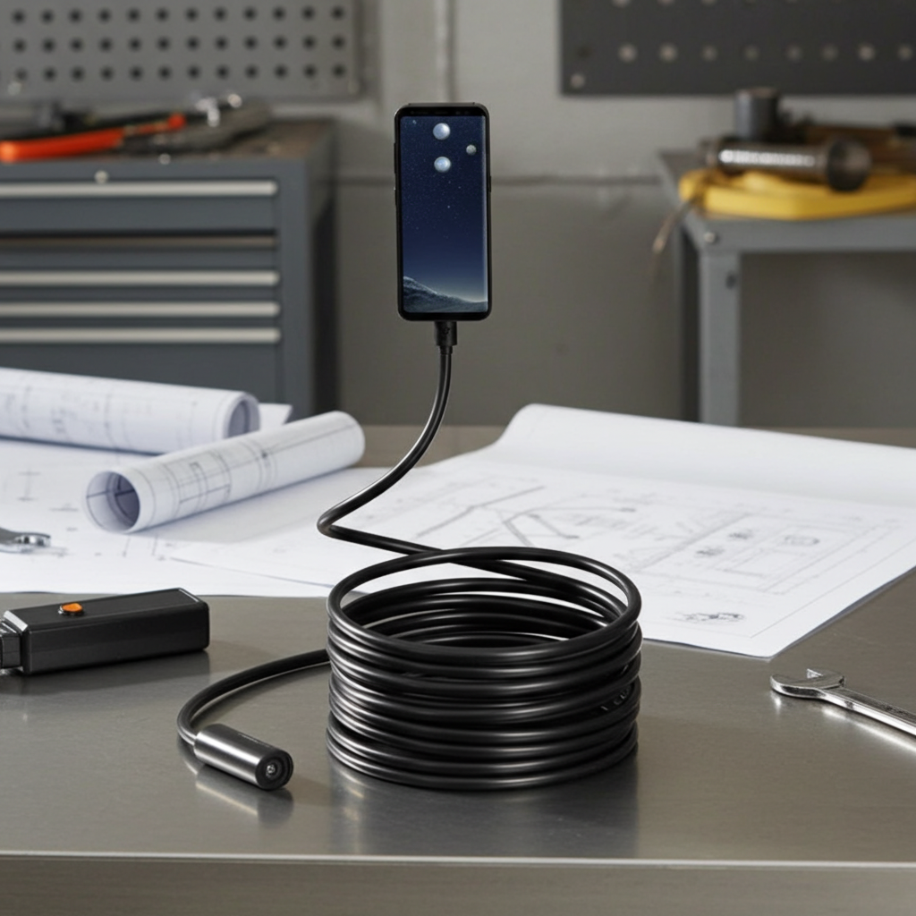 USB-C Endoscope Inspection Camera - 7mm Hard Cable, IP67 Waterproof